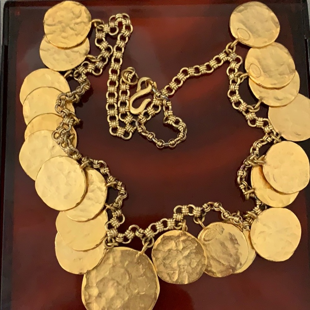 Satin Gold Coin Disc Necklace by Kenneth Jay Lane